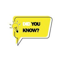 Did You Know label design with light bulb and rays. Logo design. Vector illustration
