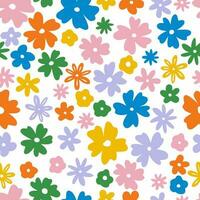 Colorful flowers on a white background. Simple modern trend. Seamless patternSeamless pattern vector