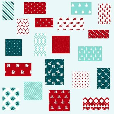Vector  Set of Seamless Christmas patterns. Wrap for gifts. A set of 20 textures of christmas seamless pattern