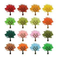 Colorful trees vector illustration set. Set of variety plants and trees. Trees collection in hand drawn