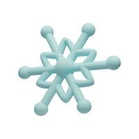 3d render snowflake. Meteorology realistic element. Vector symbol of cold, frost. Design element for winter season. Hegagon shape crystal in clay, plastic style