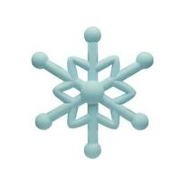 3d render snowflake. Meteorology realistic element. Vector symbol of cold, frost. Design element for winter season. Hexagon shape crystal in clay, plastic style decoration