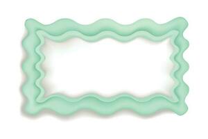 Volumetric rectangular wavy frame with an empty space in the center with an inflatable green border vector