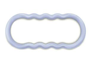 Volumetric rectangular oval wavy frame with an empty space in the center with an inflatable blue border vector