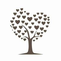 árbol con corazón hojas vector arte, cautivador naturaleza amor ilustración