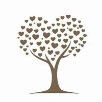 árbol con corazón hojas vector arte, cautivador naturaleza amor ilustración