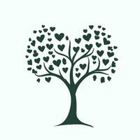 árbol con corazón hojas vector arte, cautivador naturaleza amor ilustración