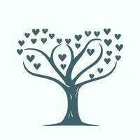 árbol con corazón hojas vector arte, cautivador naturaleza amor ilustración