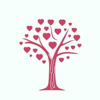 árbol con corazón hojas vector arte, cautivador naturaleza amor ilustración