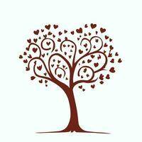 árbol con corazón hojas vector arte, cautivador naturaleza amor ilustración