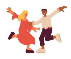 Man and woman dancing semi flat color vector characters. Professional choreography. Editable full body dancers on white. Simple cartoon spot illustration for web graphic design