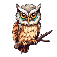 An owl perched on a branch Sticker AI Generative png