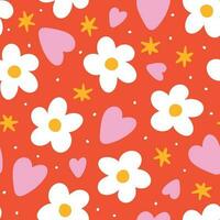 Red floral seamless pattern. Red background. Floral background. Love seamless pattern vector