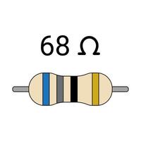68 Ohm Resistor. Four Band Resistor vector
