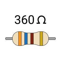 360 Ohm Resistor. Four Band Resistor vector