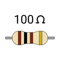 100 Ohm Resistor. Four Band Resistor vector