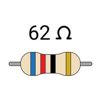 62 Ohm Resistor. Four Band Resistor vector