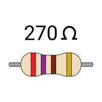 270 Ohm Resistor. Four Band Resistor vector