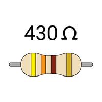 430 Ohm Resistor. Four Band Resistor vector