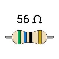 56 Ohm Resistor. Four Band Resistor vector