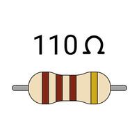 110 Ohm Resistor. Four Band Resistor vector