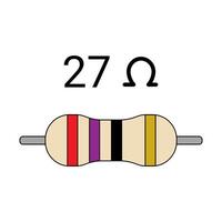 27 Ohm Resistor. Four Band Resistor vector