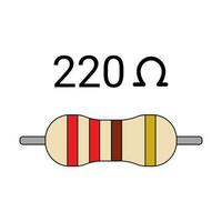 220 Ohm Resistor. Four Band Resistor vector