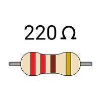 220 Ohm Resistor. Four Band Resistor vector