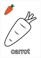 Carrot Coloring Page for Kids vector