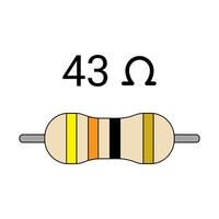 43 Ohm Resistor. Four Band Resistor vector