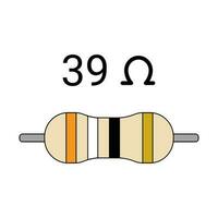 39 Ohm Resistor. Four Band Resistor vector