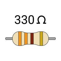 330 Ohm Resistor. Four Band Resistor vector