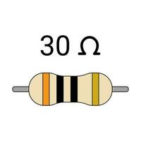 30 Ohm Resistor. Four Band Resistor vector