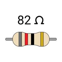 82 Ohm Resistor. Four Band Resistor vector