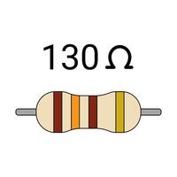 130 Ohm Resistor. Four Band Resistor vector