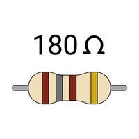 180 Ohm Resistor. Four Band Resistor vector