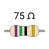 75 Ohm Resistor. Four Band Resistor vector