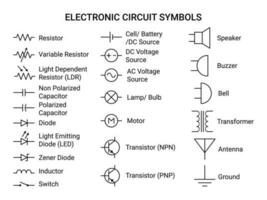 electrónico y eléctrico símbolos vector