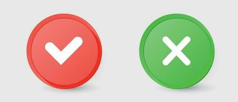 Checkmark and check icon. approve or deny line art vector color icon for apps and websites and ui ux.