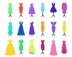 Set of various dresses. Fashion, clothing. Vector