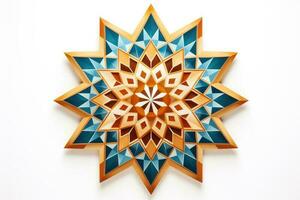 Arabic geometric star ornament on white background photo