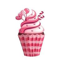 Cupcake for Valentine s Day on a white background. Vector, cartoon style. can be used to design greeting cards, social media posts vector