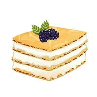 Napoleon cake isolated on a white background. Cartoon style. Vector. Can be used for food-related designs, menus, bakery promotions vector