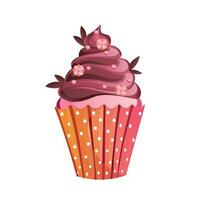 Cupcake for Valentine s Day on a white background. Vector, cartoon style. can be used to design greeting cards, social media posts vector