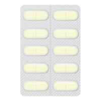 Oval white pills in blister isolated on white vector