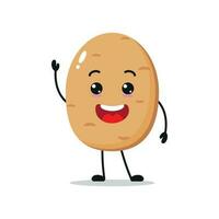 Cute happy potato character. Smiling and greet potato cartoon emoticon in flat style. vegetable emoji vector illustration