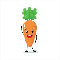 Cute happy carrot character. Smiling and greet carrot cartoon emoticon in flat style. vegetable emoji vector illustration