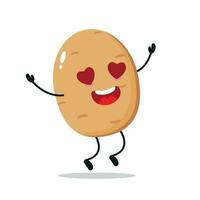 Cute happy potato character. Funny fall in love potato cartoon emoticon in flat style. vegetable emoji vector illustration