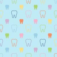 colorful teeth in blue background. teeth seamless pattern. different color teeth texture for textile. vector