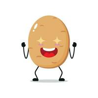 Cute excited potato character. Funny electrifying potato cartoon emoticon in flat style. vegetable emoji vector illustration